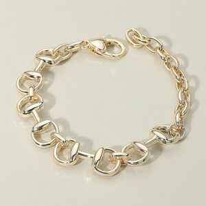 Gold Horsebit Link Chain Bracelet Bangle Casual Everday Jewelry